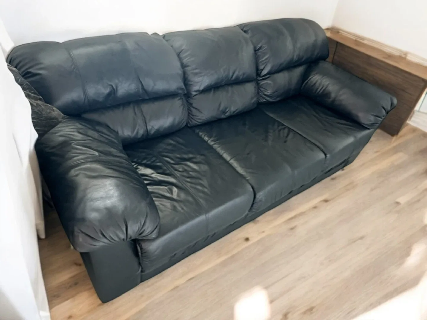 Dark Blue Genuine Leather 3-Seater Sofa - Free Delivery thumbnail