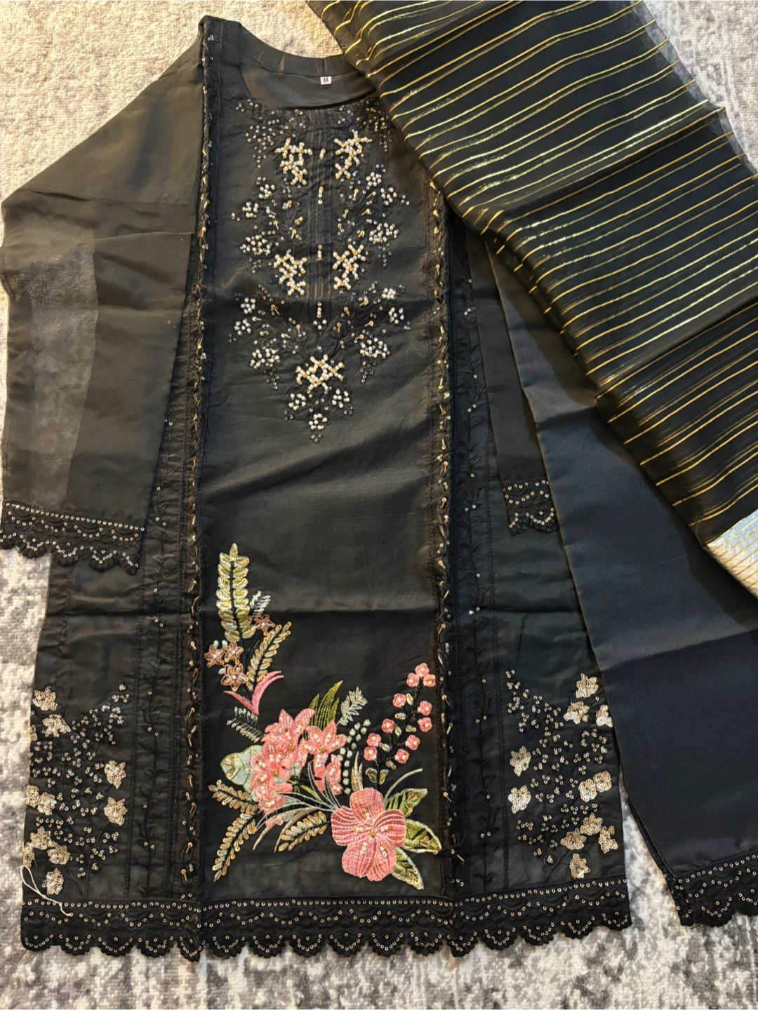 New - Black Embroidered Salwar Kameez Suit - photo 2