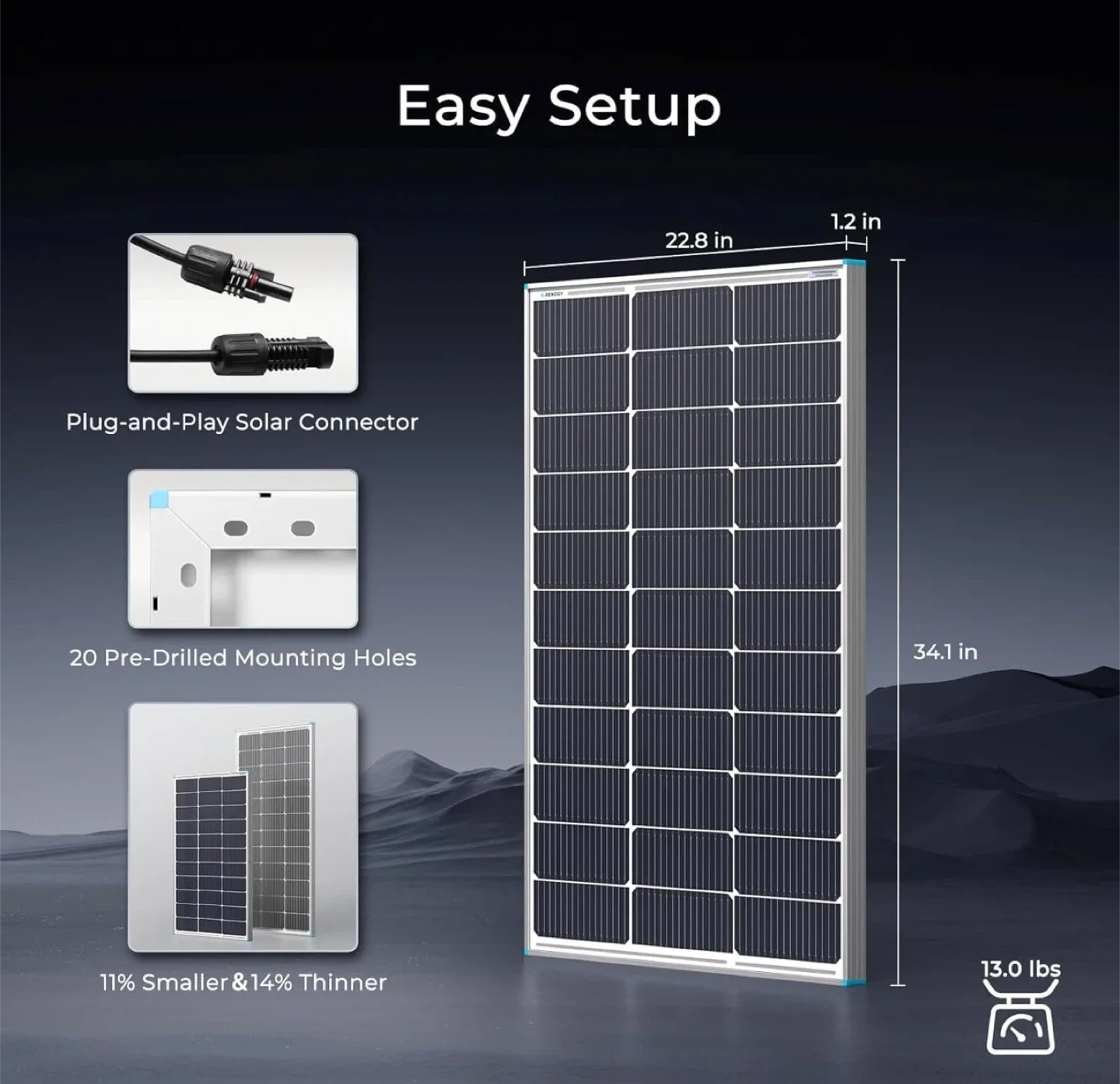 Renogy 100W 12V N-Type Solar Panel - New image indicator(6)