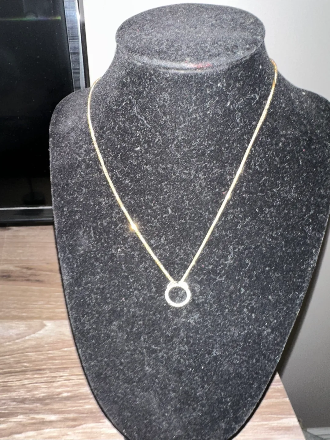 10k white gold Circle Pendant with real diamonds image indicator(5)