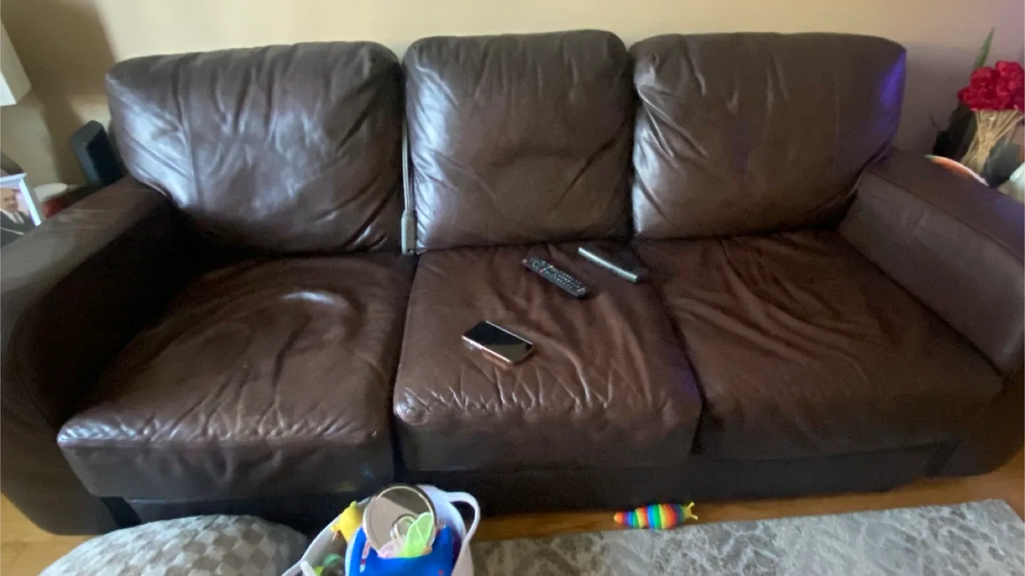 Brown Leather Sofa - Used Condition image indicator(2)