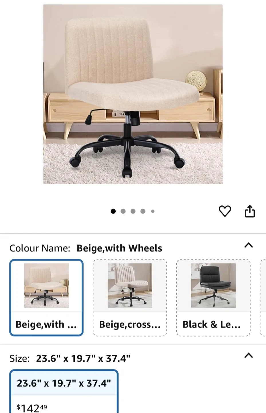 Beige Office Desk Chair with Wheels image indicator(2)