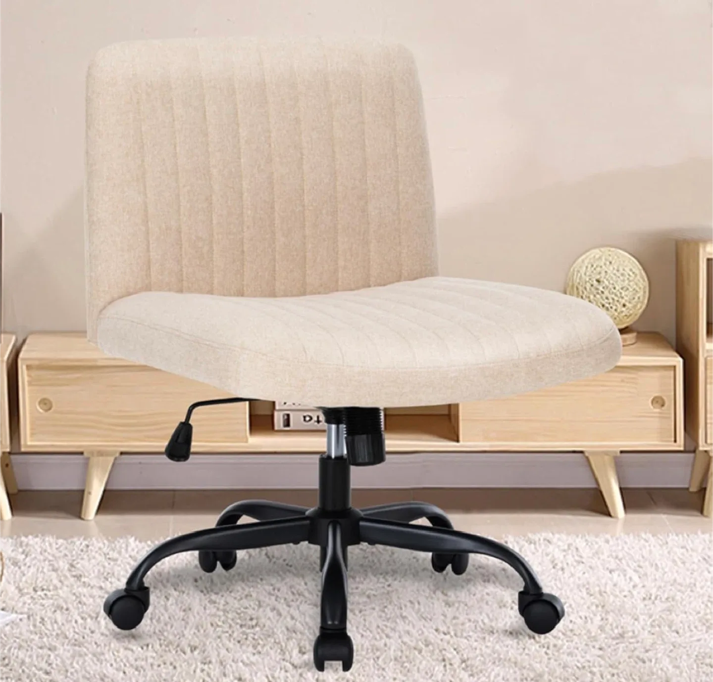 Beige Office Desk Chair with Wheels image indicator(5)