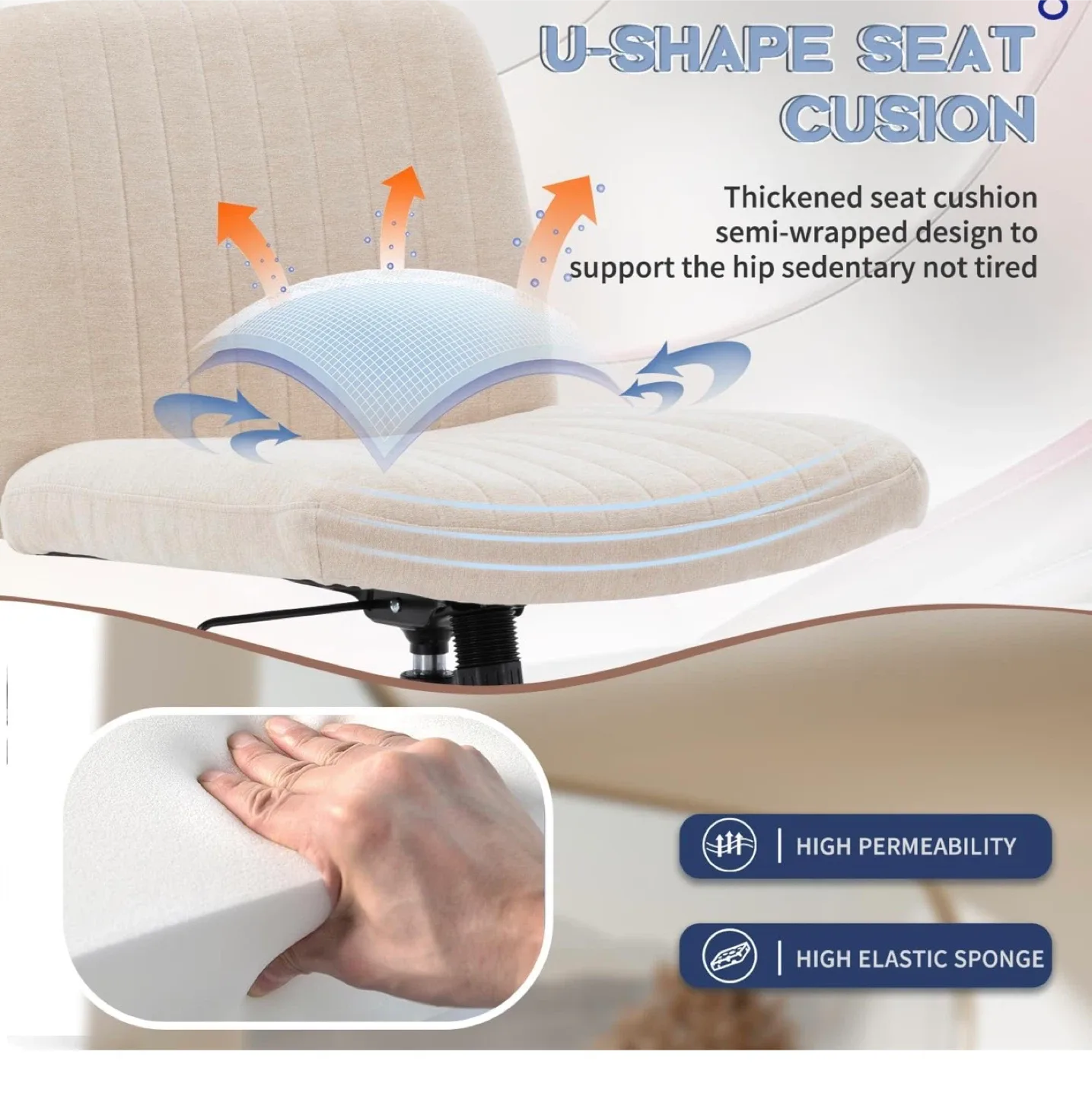 Beige Office Desk Chair with Wheels image indicator(6)