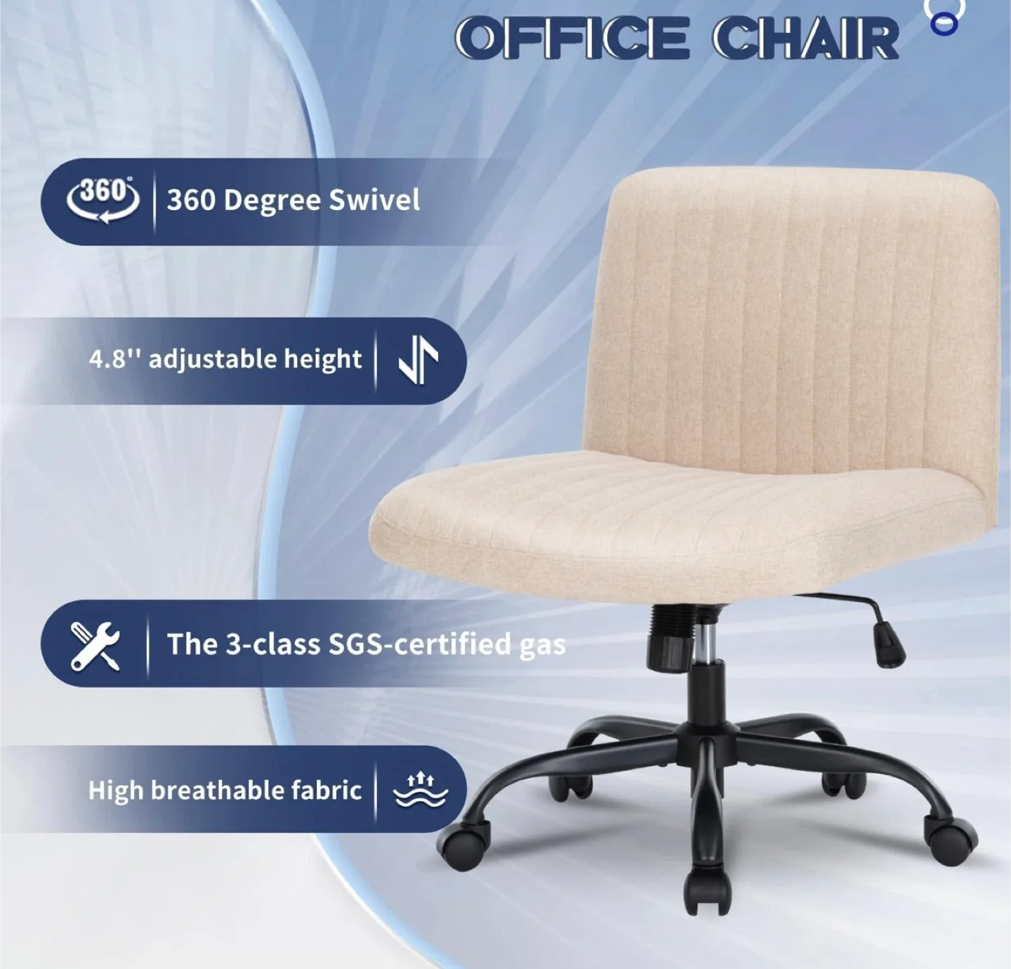 Beige Office Desk Chair with Wheels image indicator(8)
