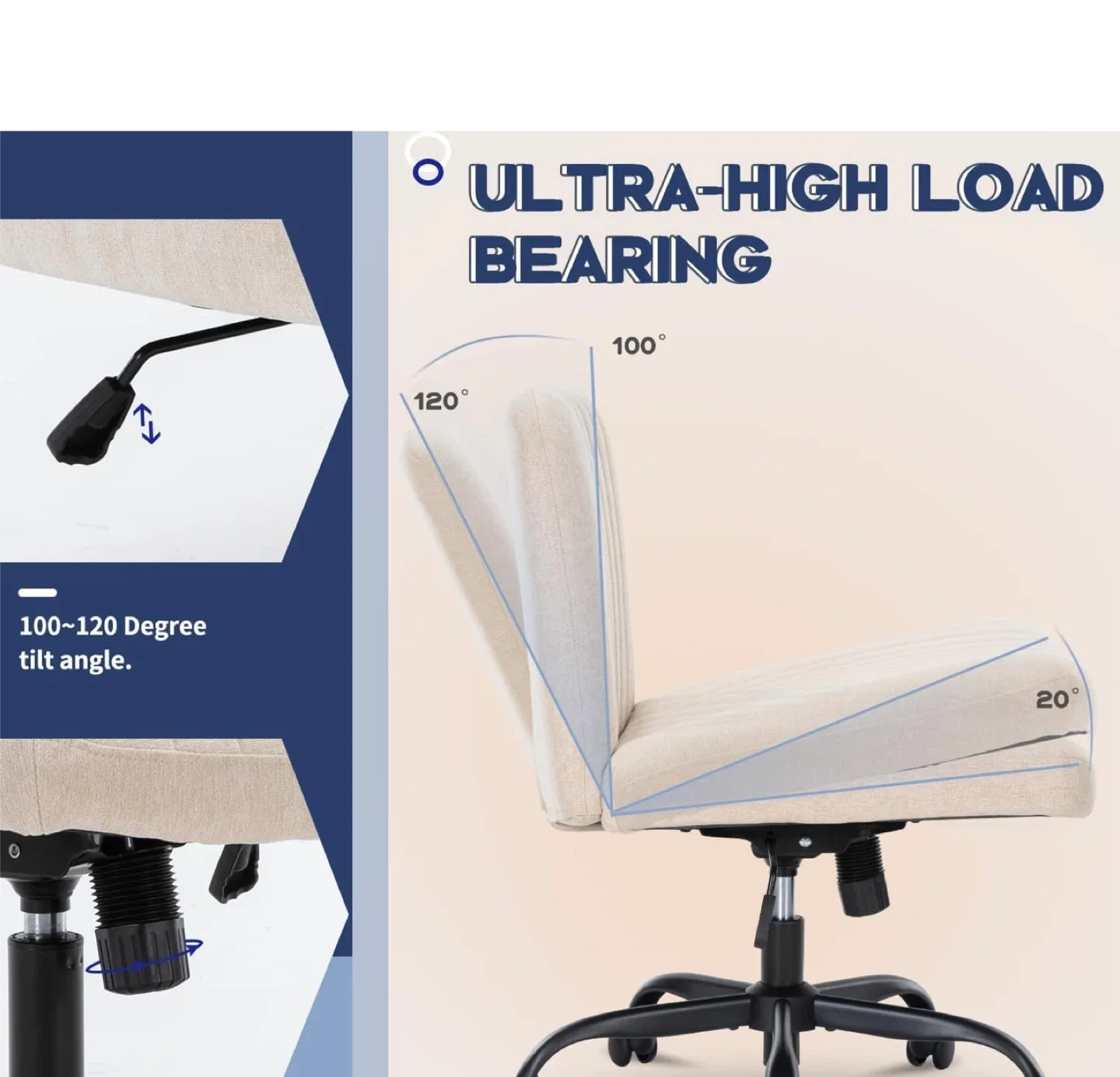 Beige Office Desk Chair with Wheels image indicator(10)