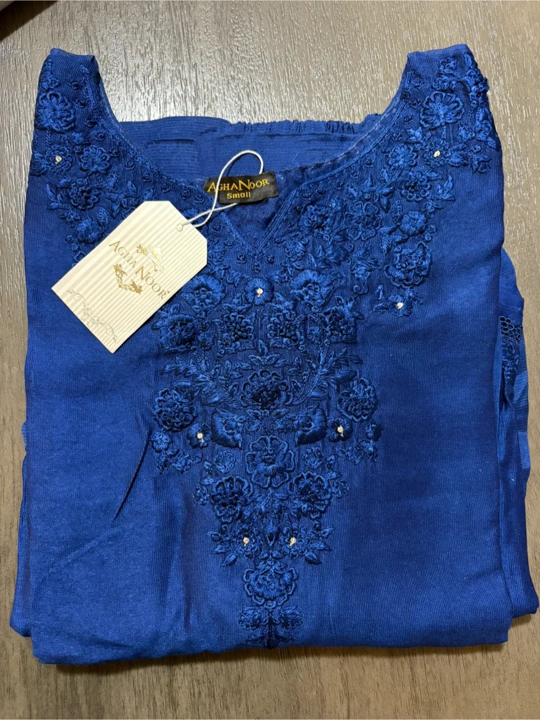 New - Agha Noor Blue Embroidered Kurta Set - Small image indicator(2)