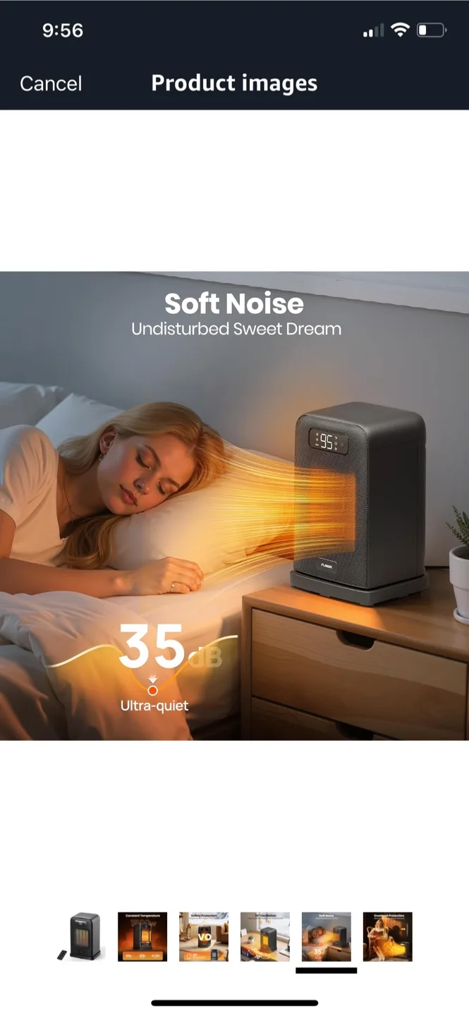 FLANUR 1500W Space Heater - Black image indicator(6)