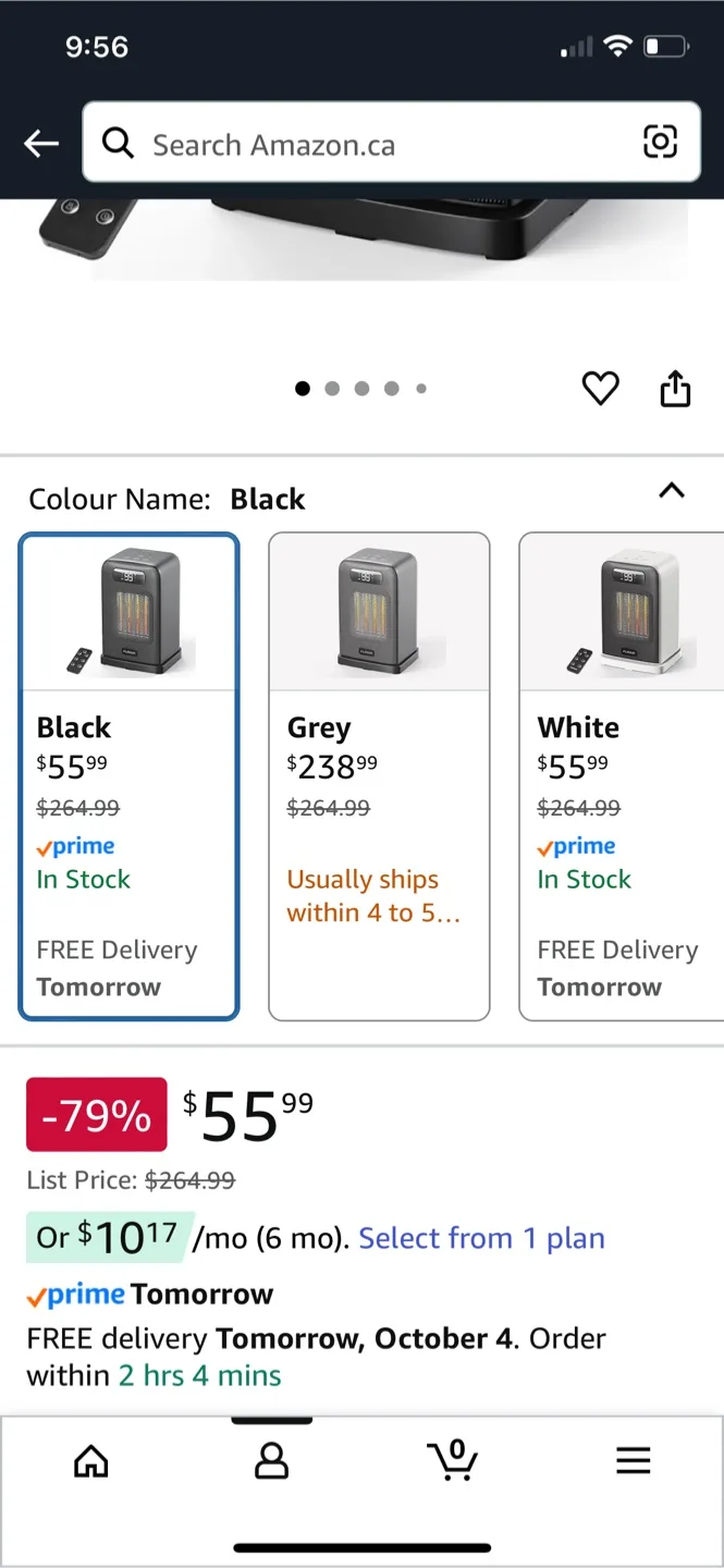 FLANUR 1500W Space Heater - Black image indicator(2)