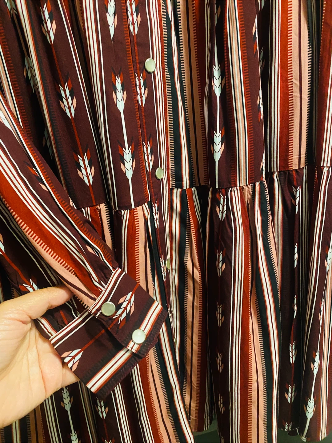 New (unused) Wrangler Dress - Striped, Burgundy - Loose Small - photo 3