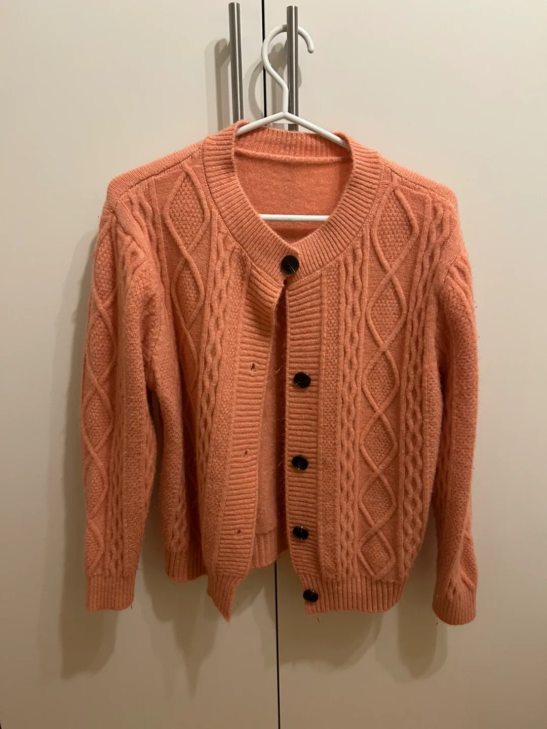 Pink , faux Cable Knit style Cardigan thumbnail