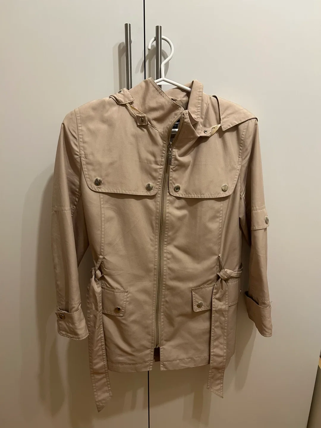 Fall coat Beige Trench Coat with Hood thumbnail