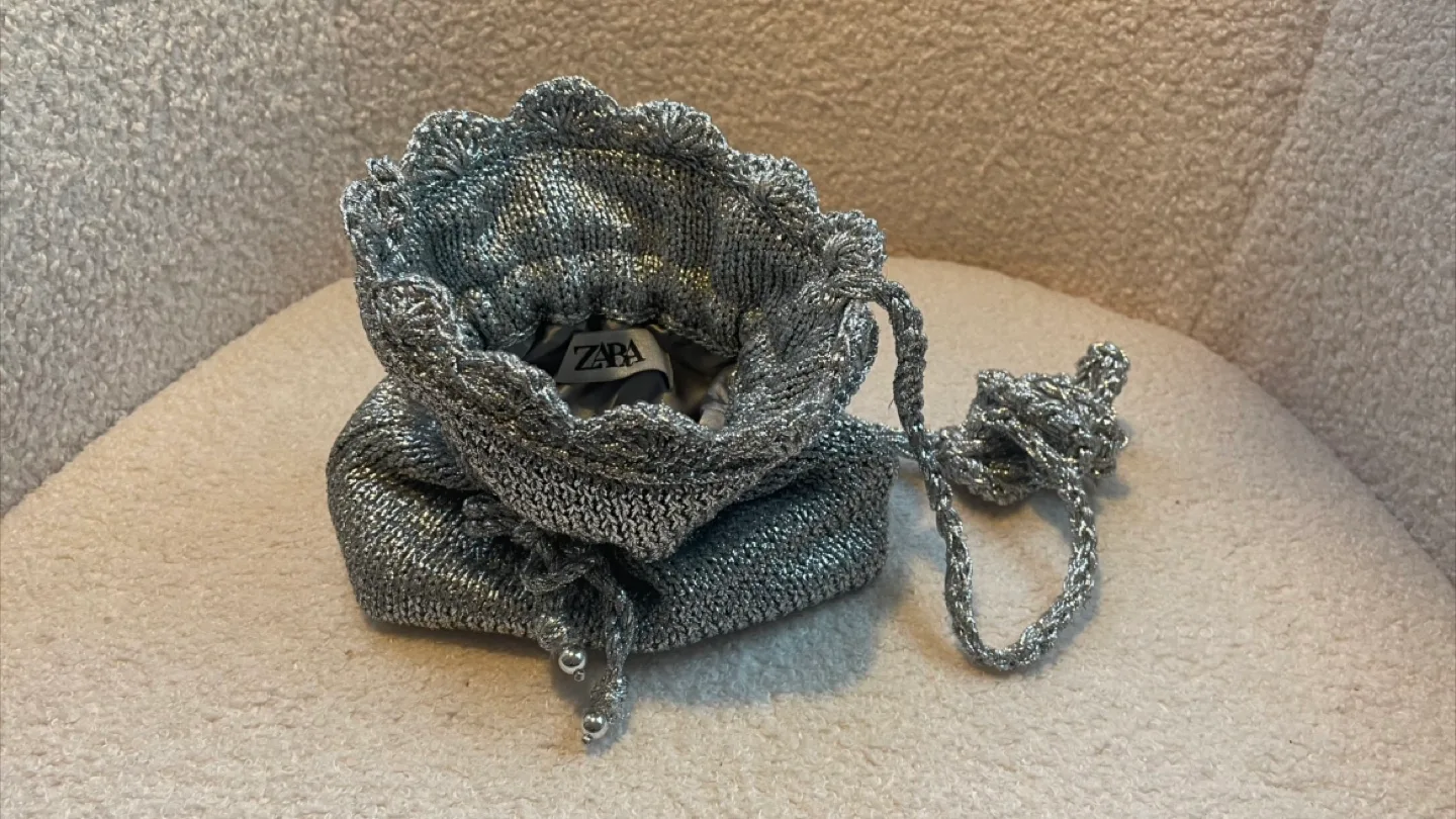 Zara Silver Metallic Mini Bucket Bag thumbnail