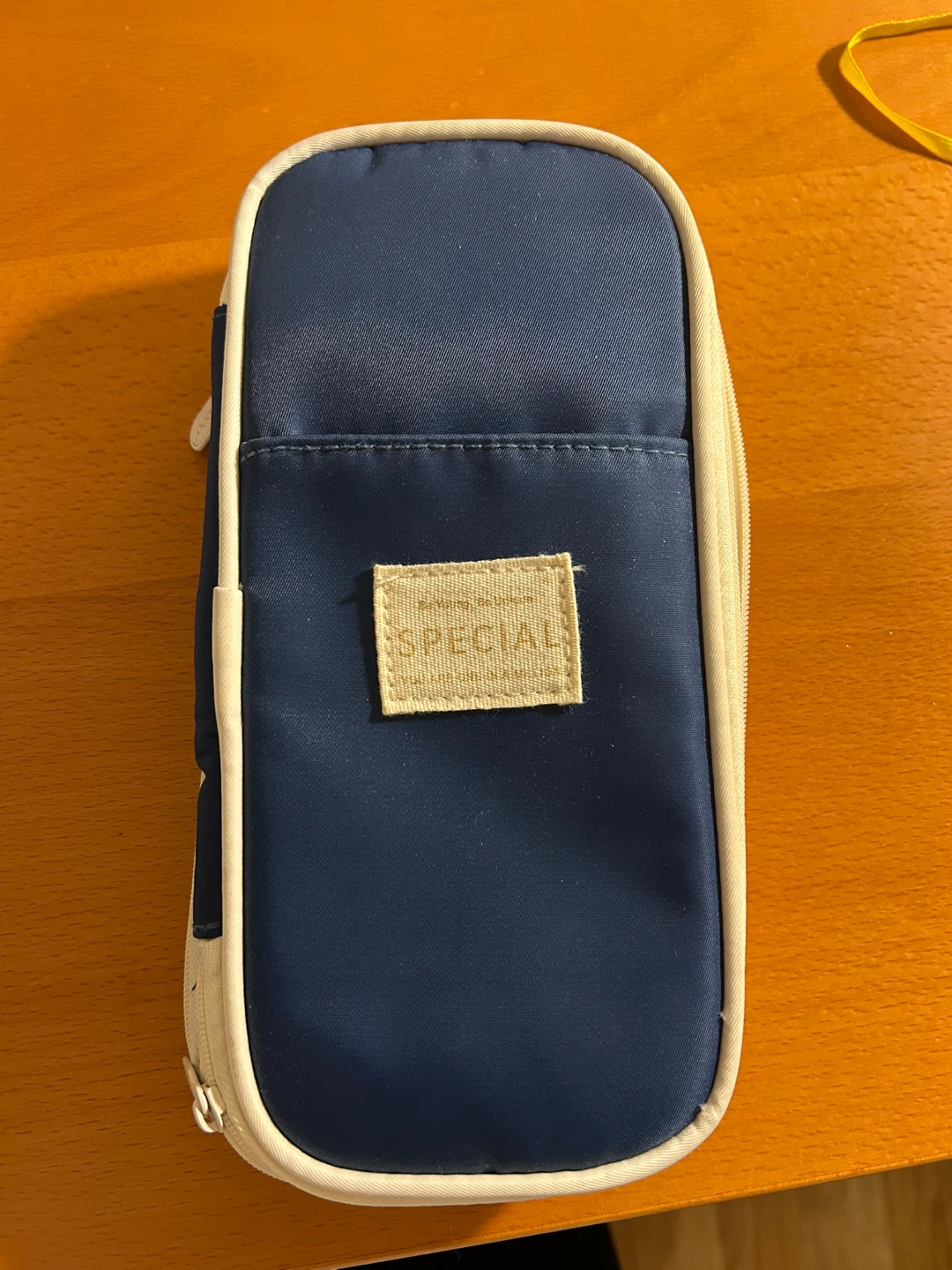 ANGOO Pencil Case - Beige & Navy Blue