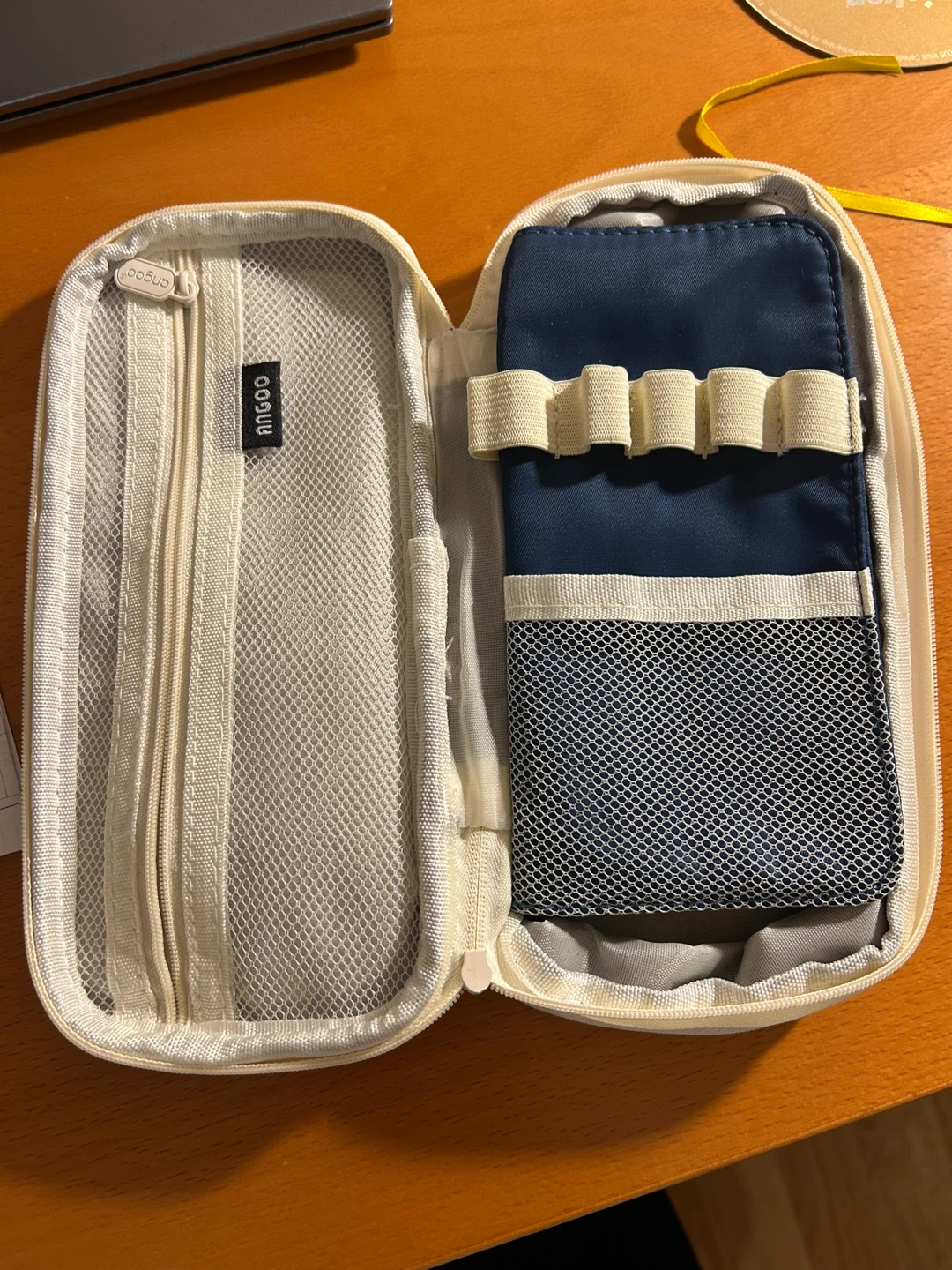 ANGOO Pencil Case - Beige & Navy Blue - photo 2
