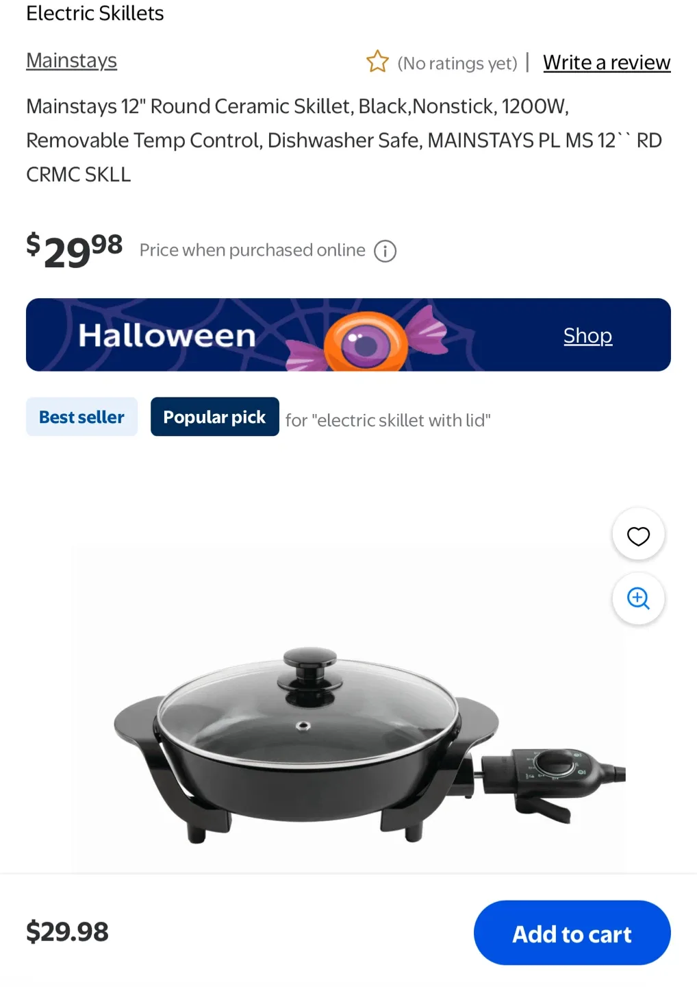 Mainstays 12" Electric Skillet - Like New! image indicator(5)