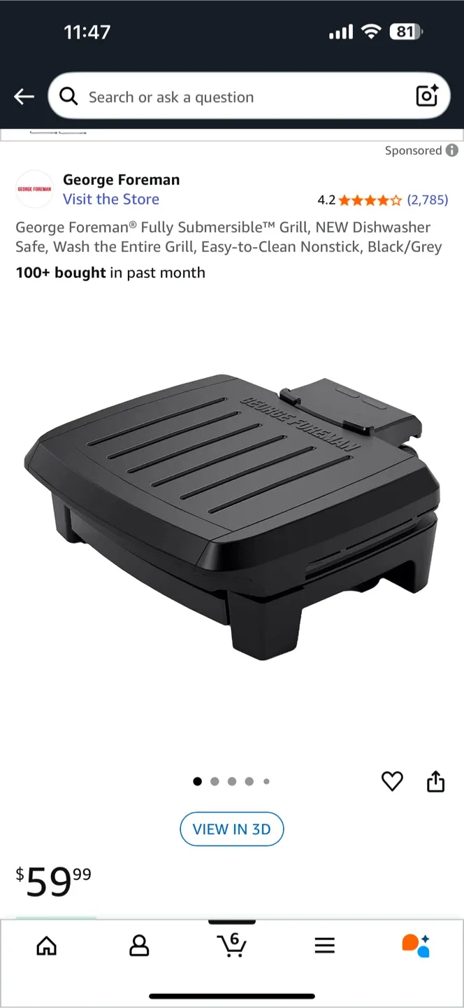 George Foreman Submersible Grill, NEW Dishwasher Safe image indicator(2)