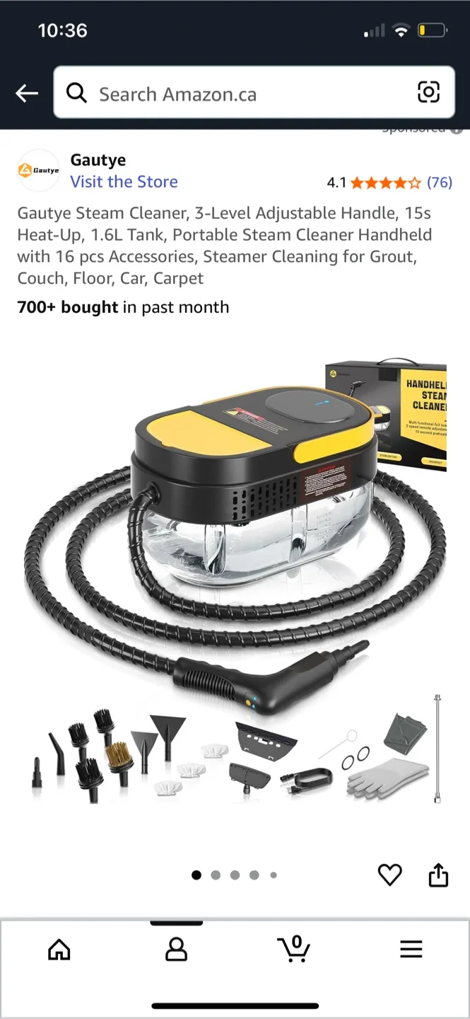 Gautye 3-Level Adjustable Handle Steam Cleaner