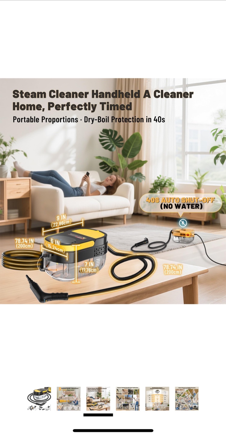 Gautye 3-Level Adjustable Handle Steam Cleaner - photo 4