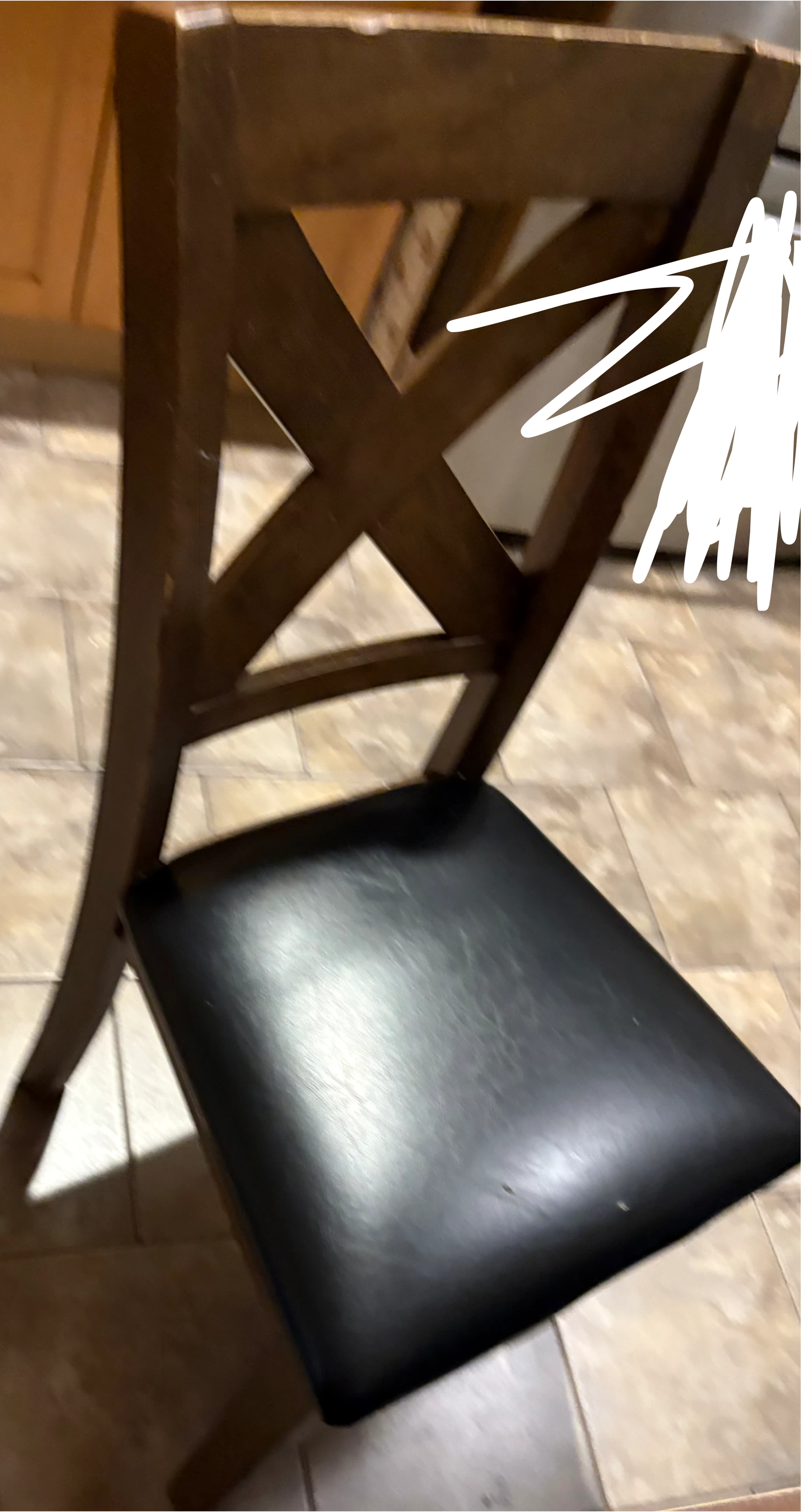 Wooden Dining Chair - Brown with Black Seat - photo 2