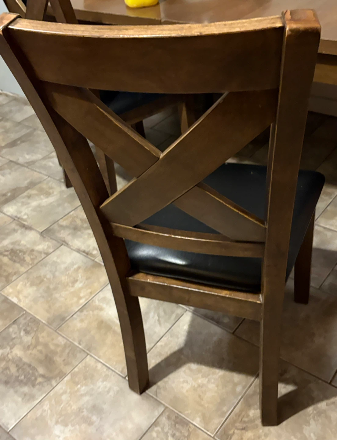 Wooden Dining Chair - Brown with Black Seat - photo 3