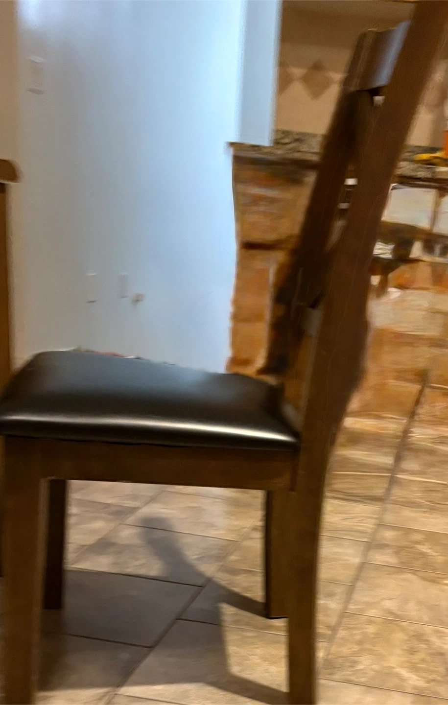 Wooden Dining Chair - Brown with Black Seat - photo 4