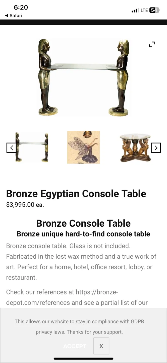 Bronze Egyptian Console Table image indicator(3)