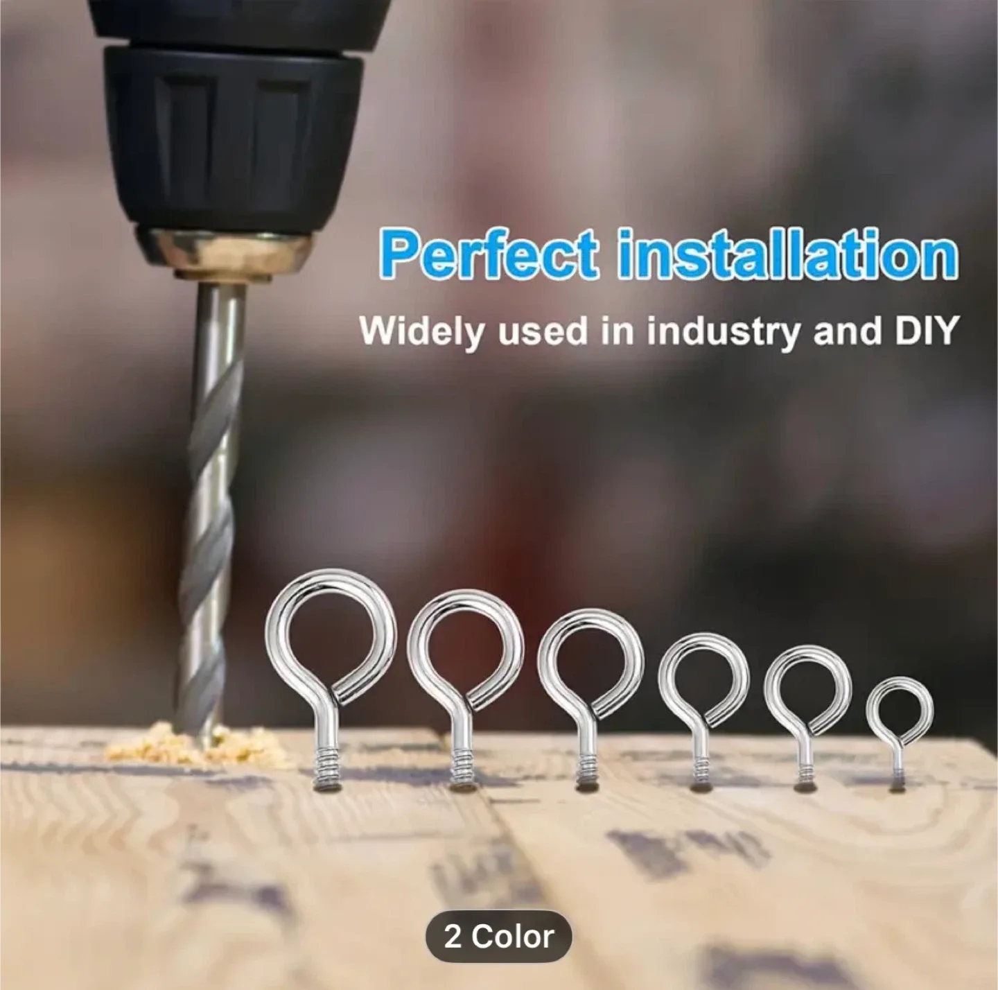 100pcs Screw Hook Screw 6 Sizes Lag Eye Bolt Eye Screw image indicator(2)