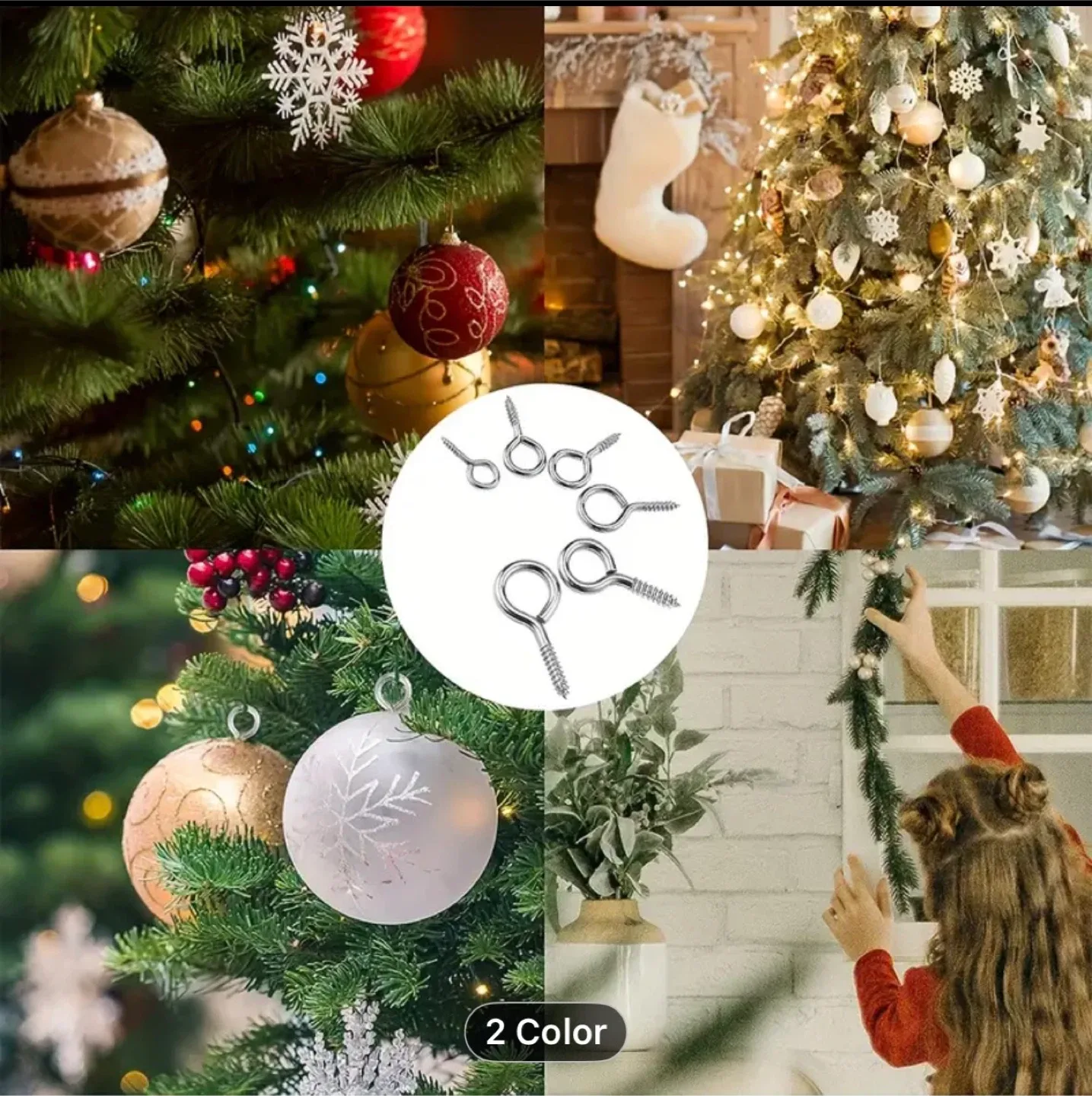 100pcs Screw Hook Screw 6 Sizes Lag Eye Bolt Eye Screw image indicator(6)