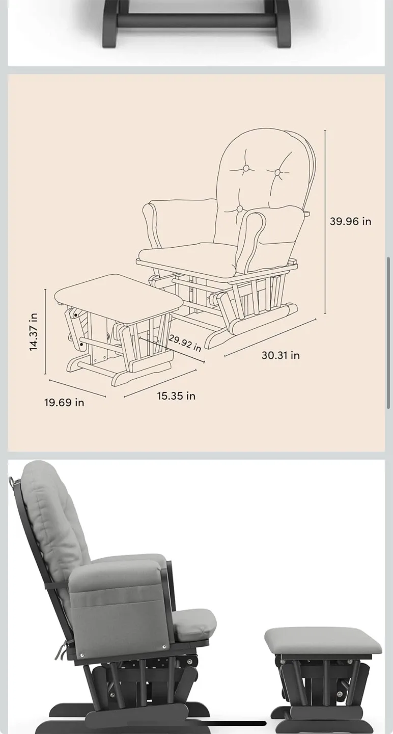 Baby rocking chair and Ottoman - Gray image indicator(3)