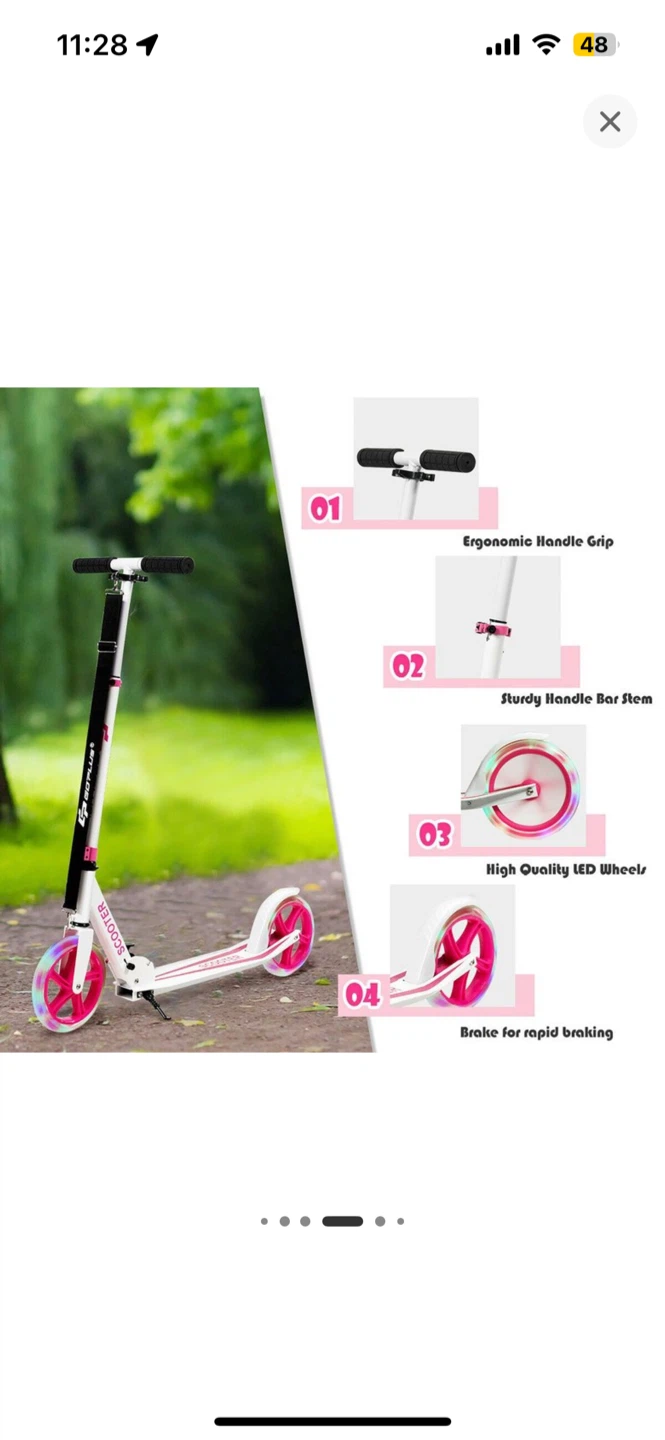 Costway Folding Sports Kick Scooter - Pink - photo 2