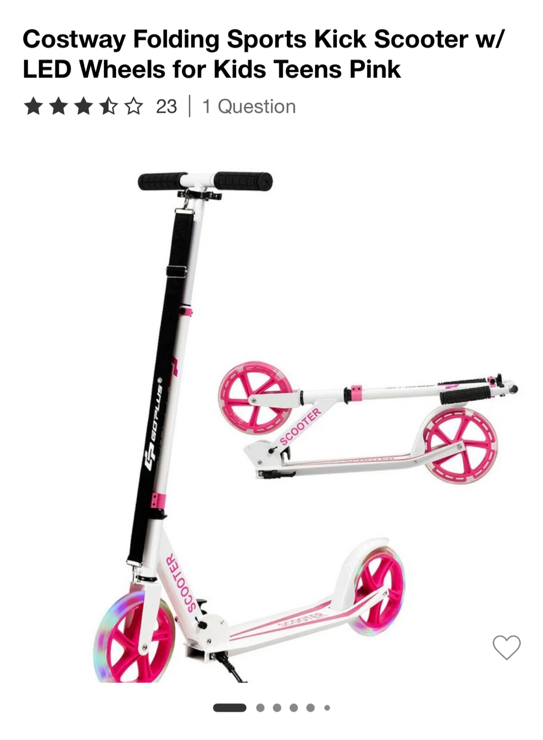 Costway Folding Sports Kick Scooter - Pink
