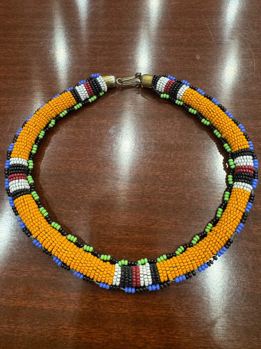 Beaded Necklace - Orange & Multi-Colour thumbnail