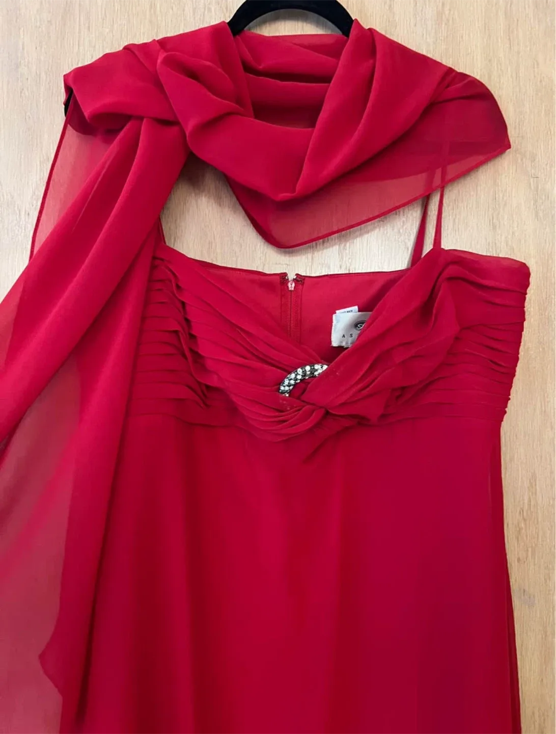 Aspeed Red Dress with Shawl - Size XXL
