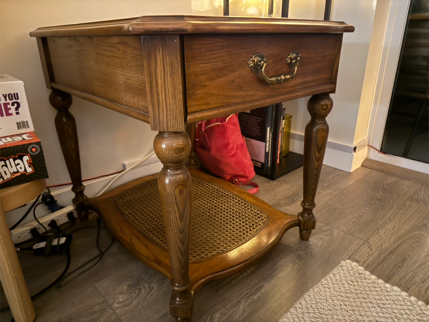 Vintage Wood Side Table with Drawer