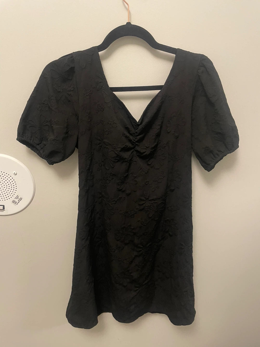 Black Puff Sleeve Mini Dress