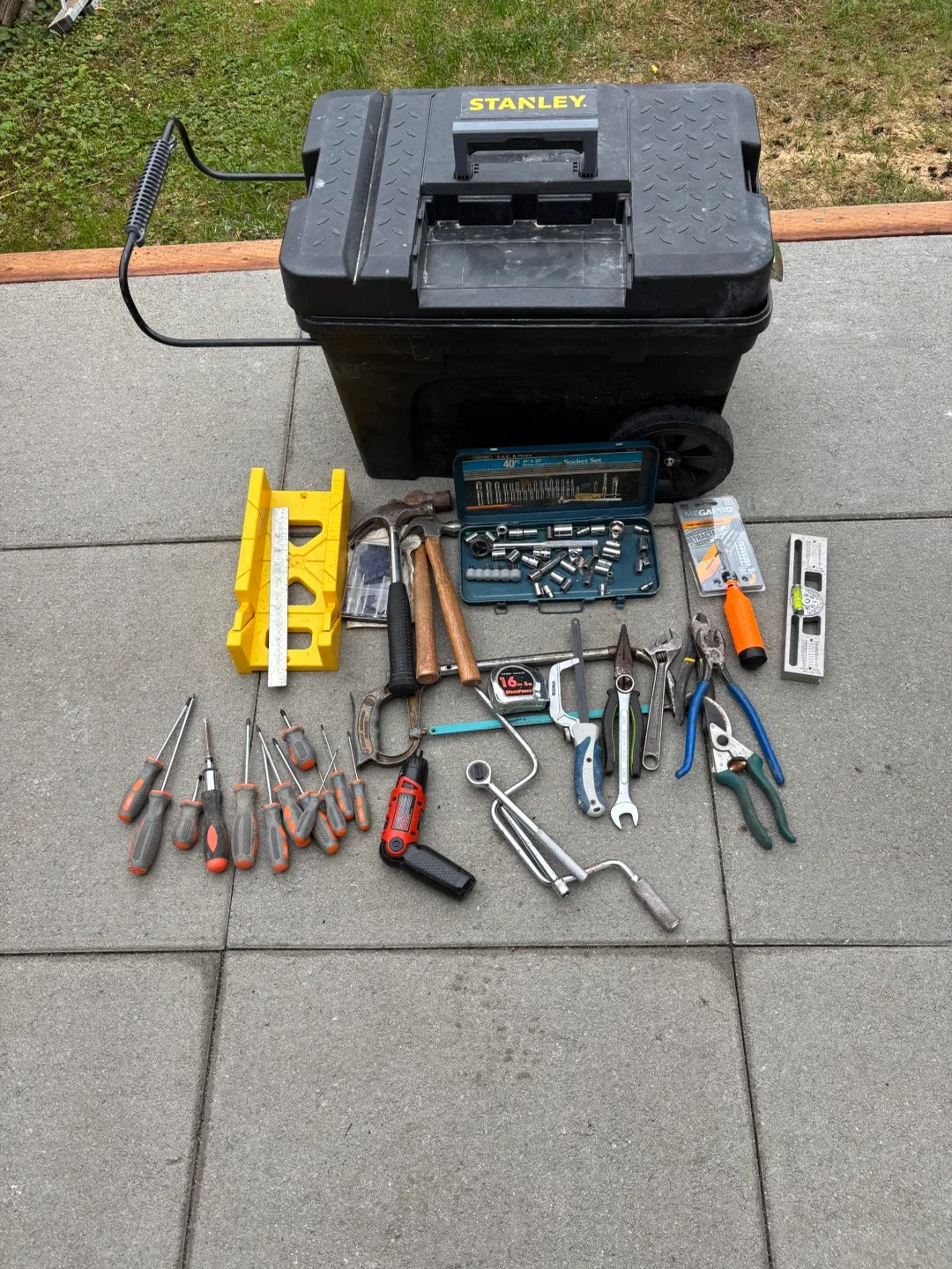 Stanley Rolling Tool Box with all tools in photo included thumbnail