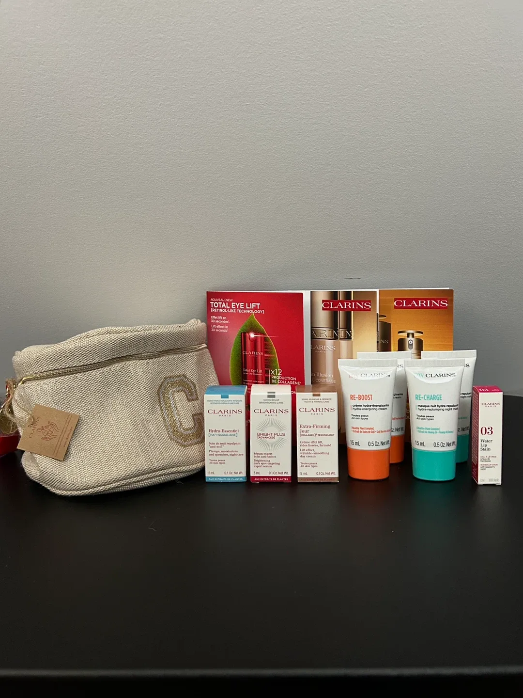 Clarins Skincare Set w/ Cosmetic Bag