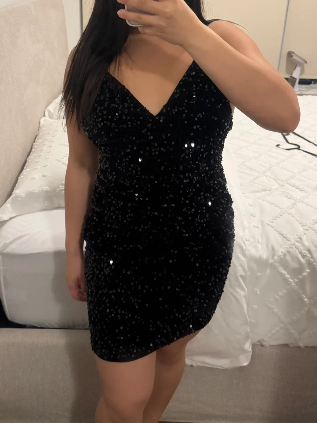 Black Sequin Mini Dress - M thumbnail