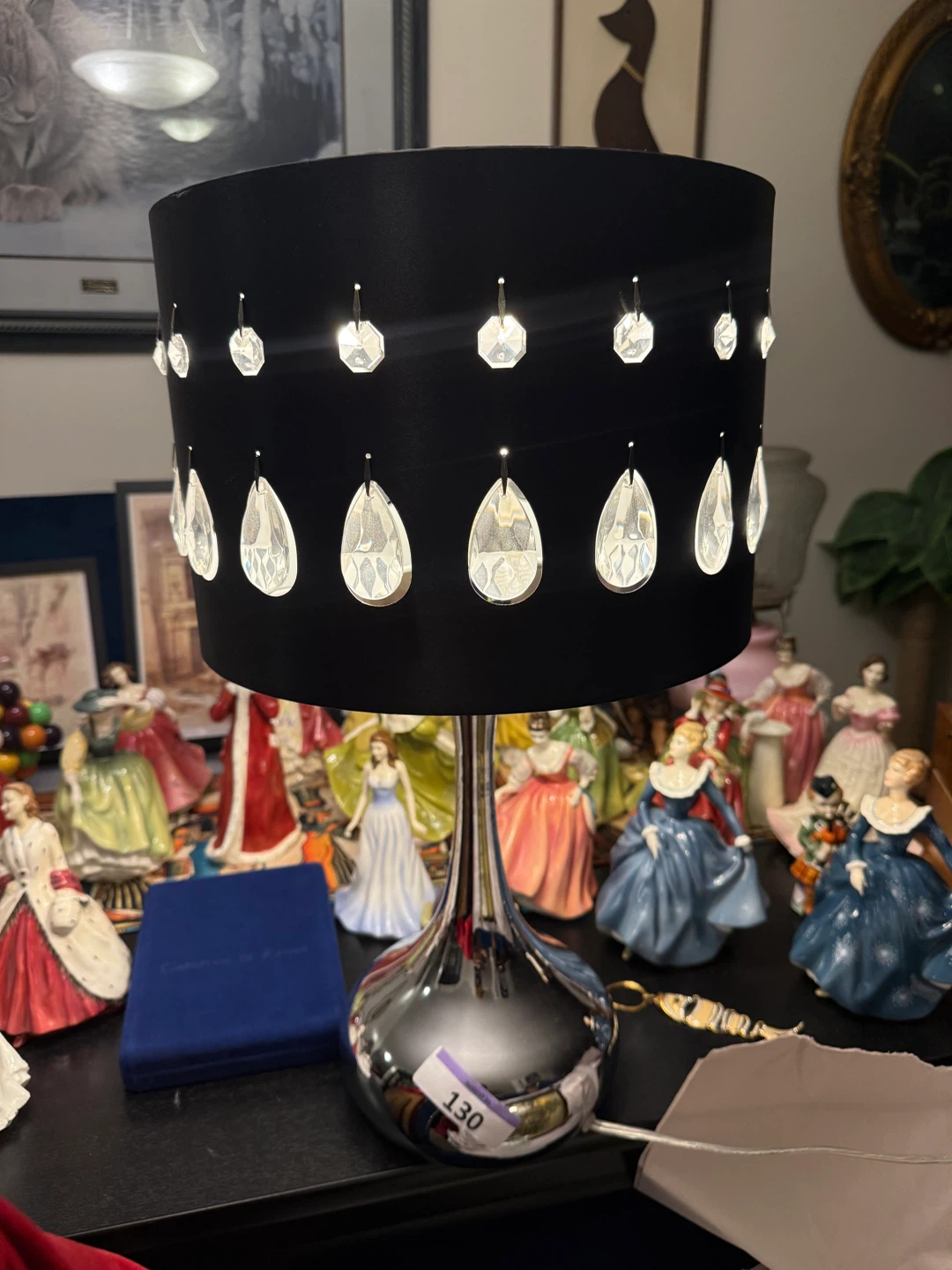 Black Crystal Accent Table Lamp Set - photo 2