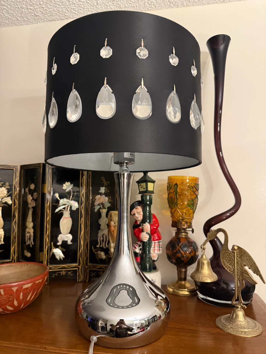 Black Crystal Accent Table Lamp Set