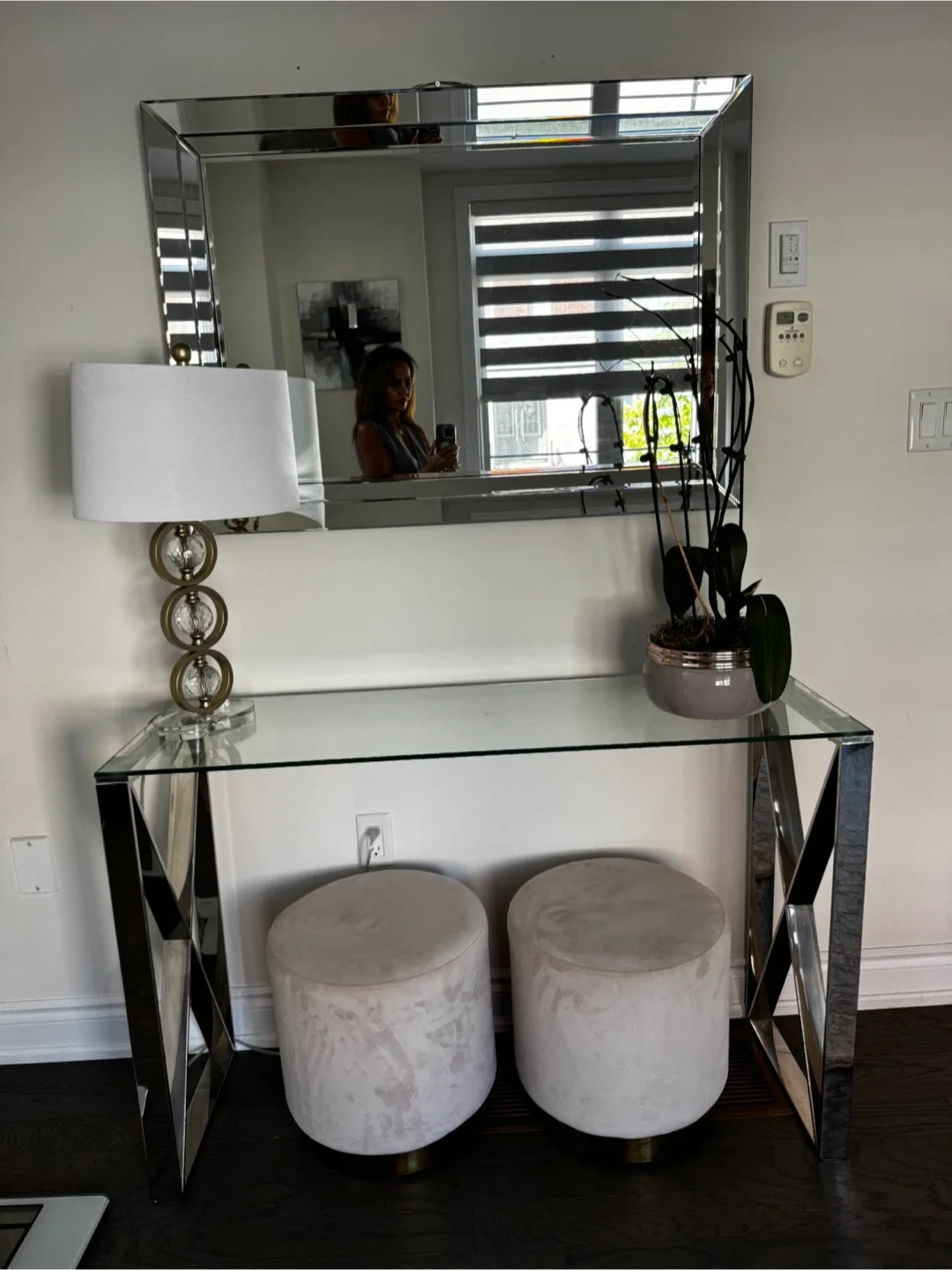 Cream Velvet Ottoman with Gold Base image indicator(2)