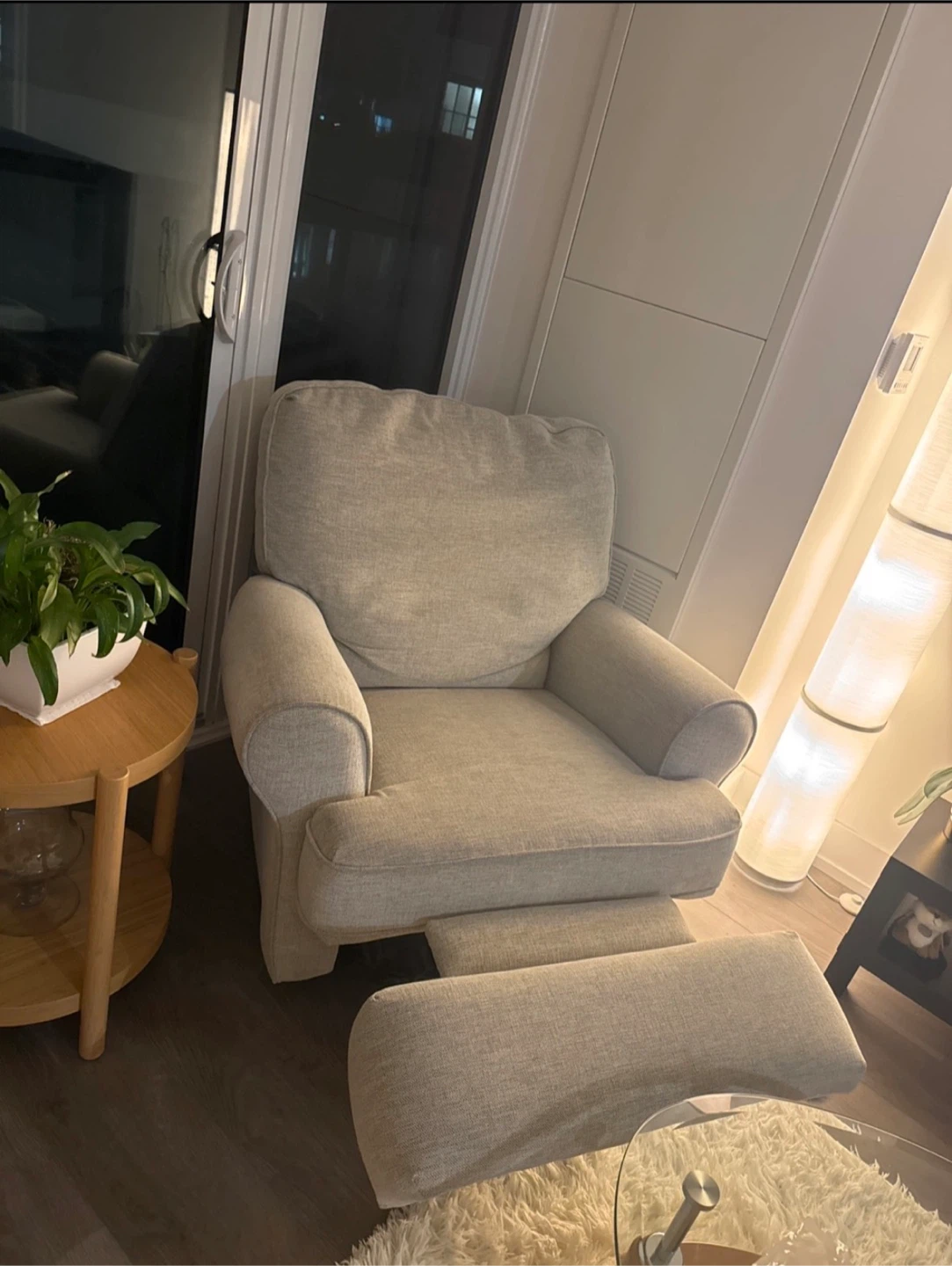 Light Grey Glider Rocking Chair with Ottoman