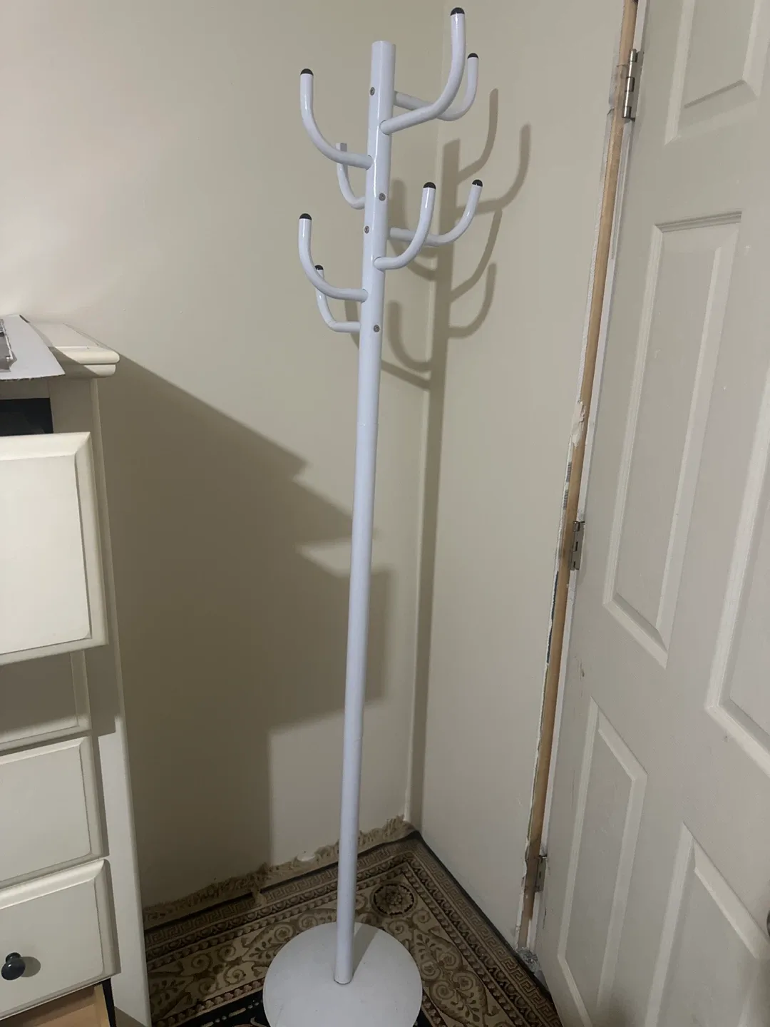 White Metal Coat Rack Stand