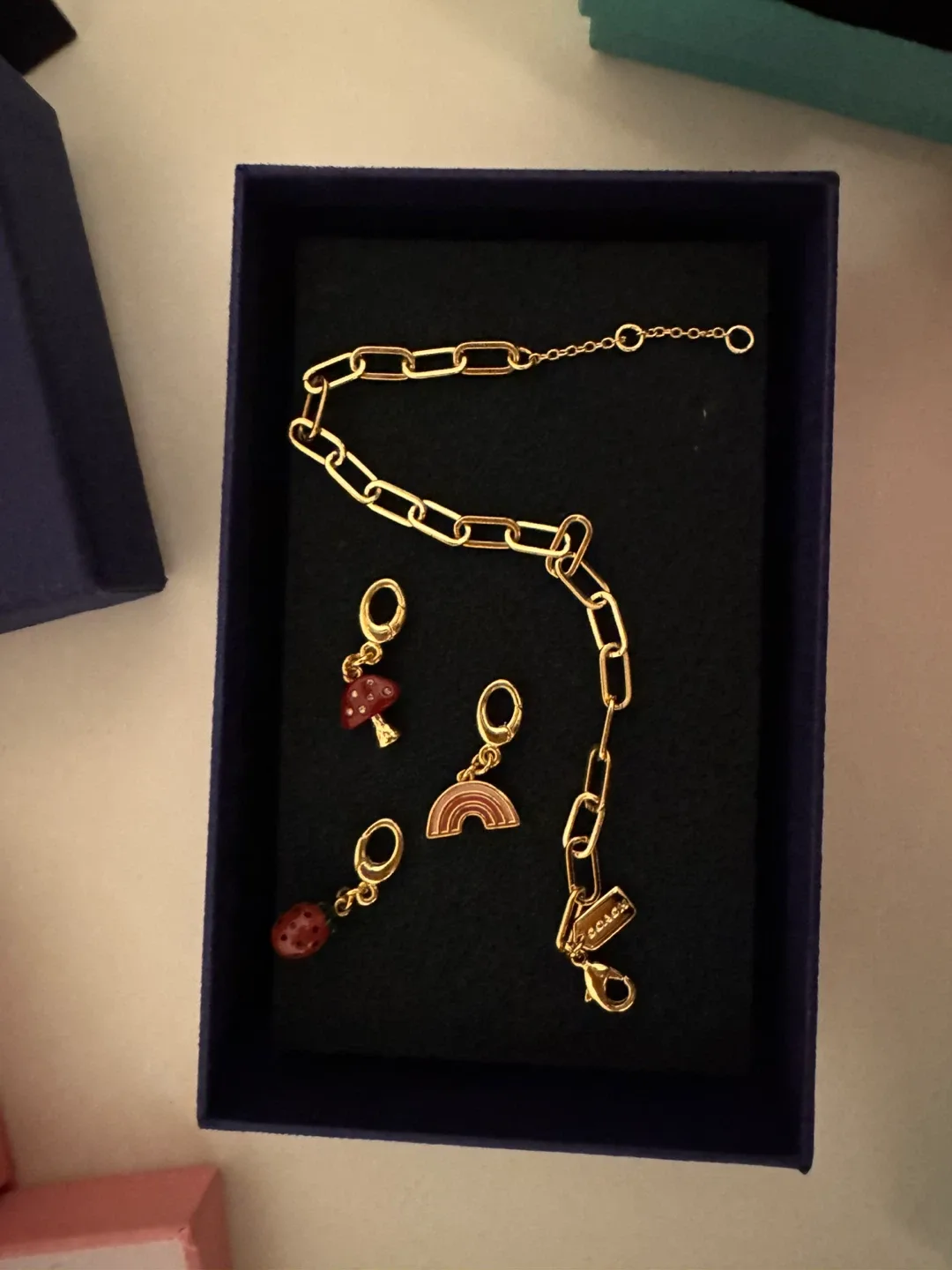 Coach Gold Tone Link Bracelet with Charms thumbnail