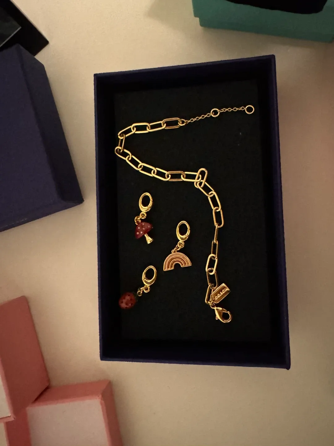 Coach Gold Tone Link Bracelet with Charms image indicator(2)