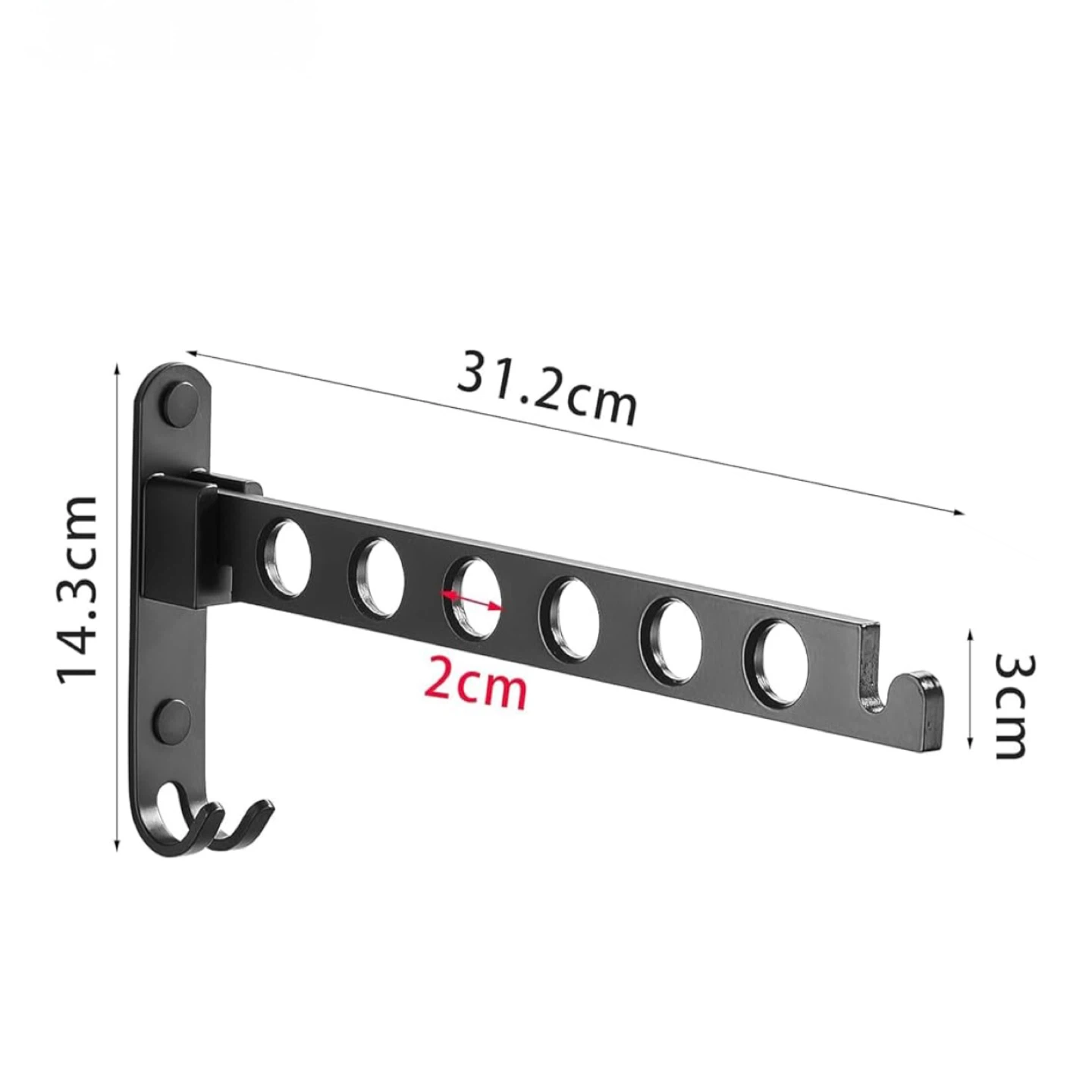 Wall Mounted Foldable Clothes Drying Rack - Black - photo 2