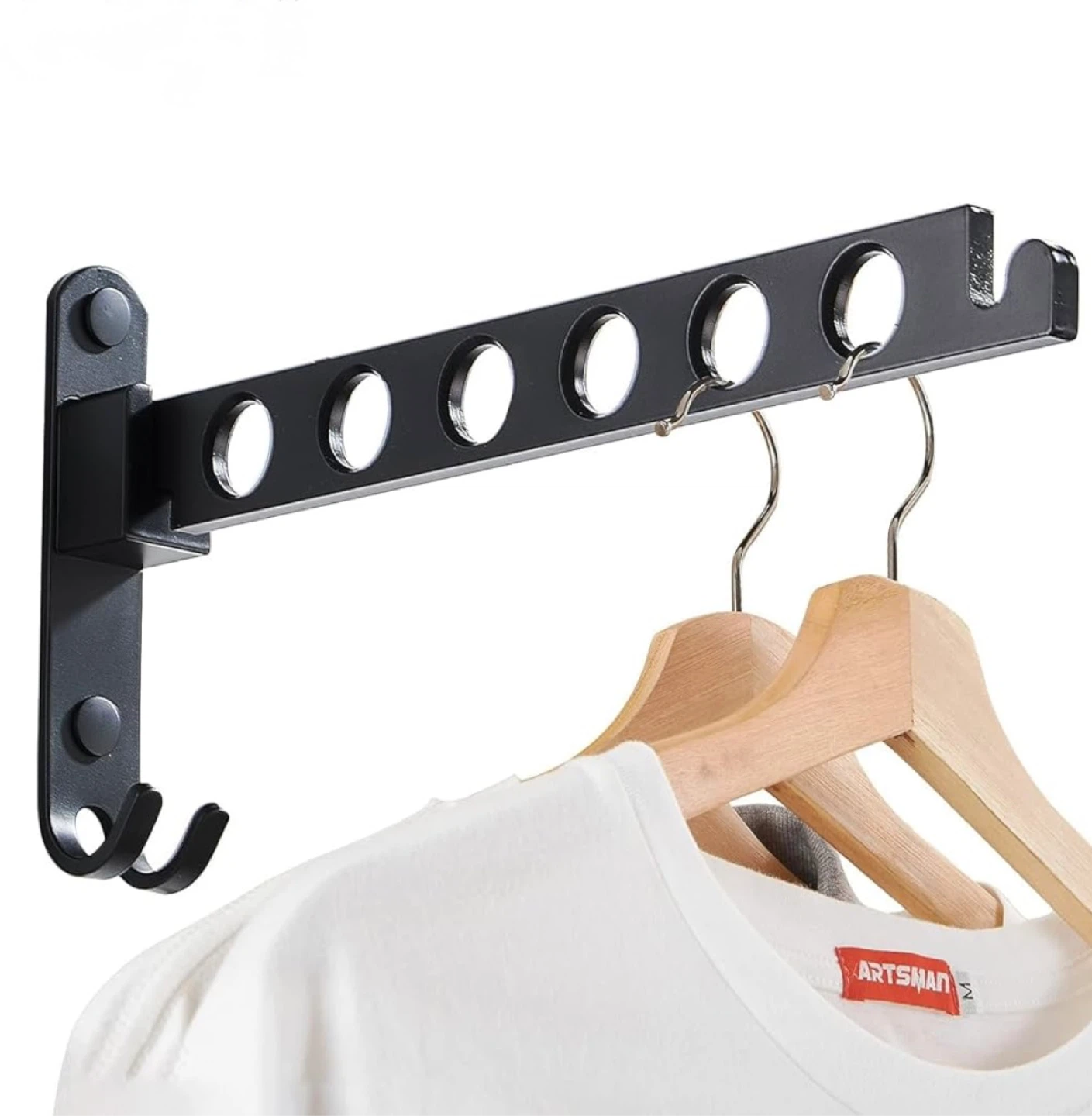 Wall Mounted Foldable Clothes Drying Rack - Black