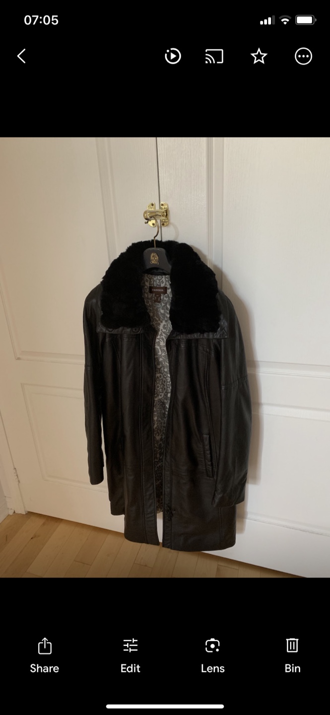 Leather Jacket with Fur Collar