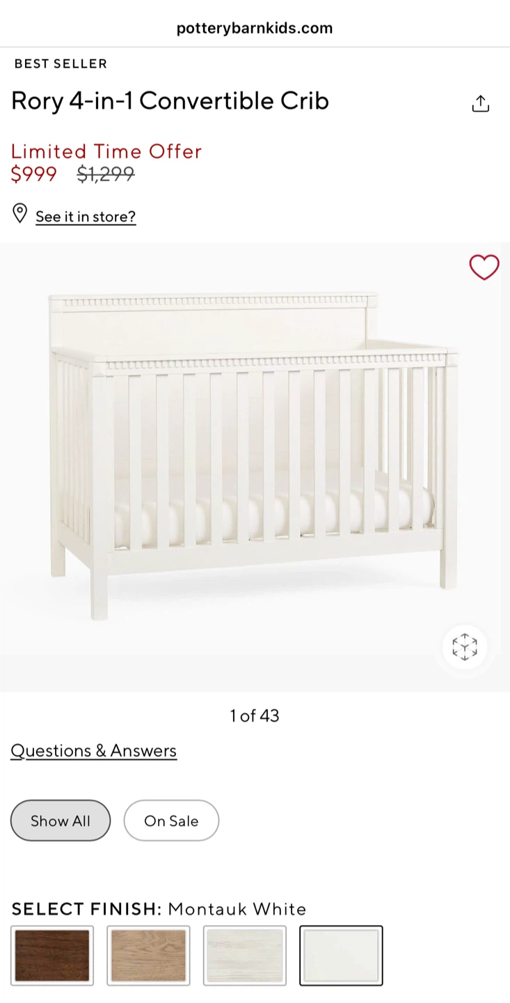 Pottery Barn Kids Rory 4-in-1 Convertible Crib